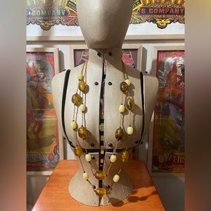 Faux-Amber beaded layered necklace
